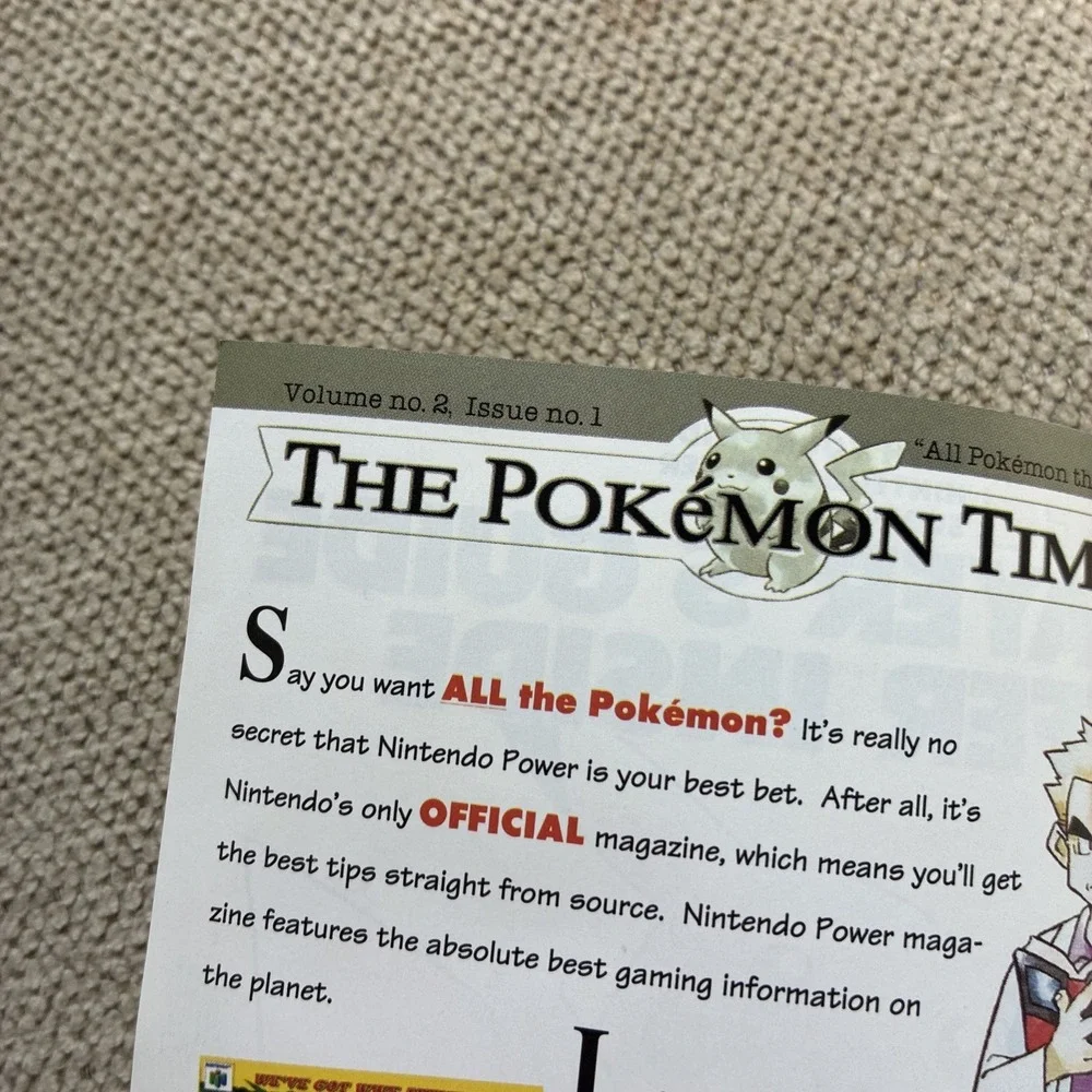 Pokémon Yellow Nintendo Power Player's Guide Offer Insert DMG-APSE-USA
